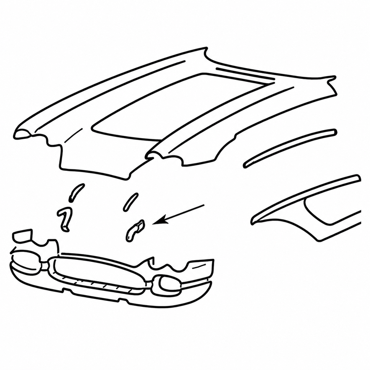 Bonding Strip Front Panel To Surround Inner Press Molded White Left Hand-58-62