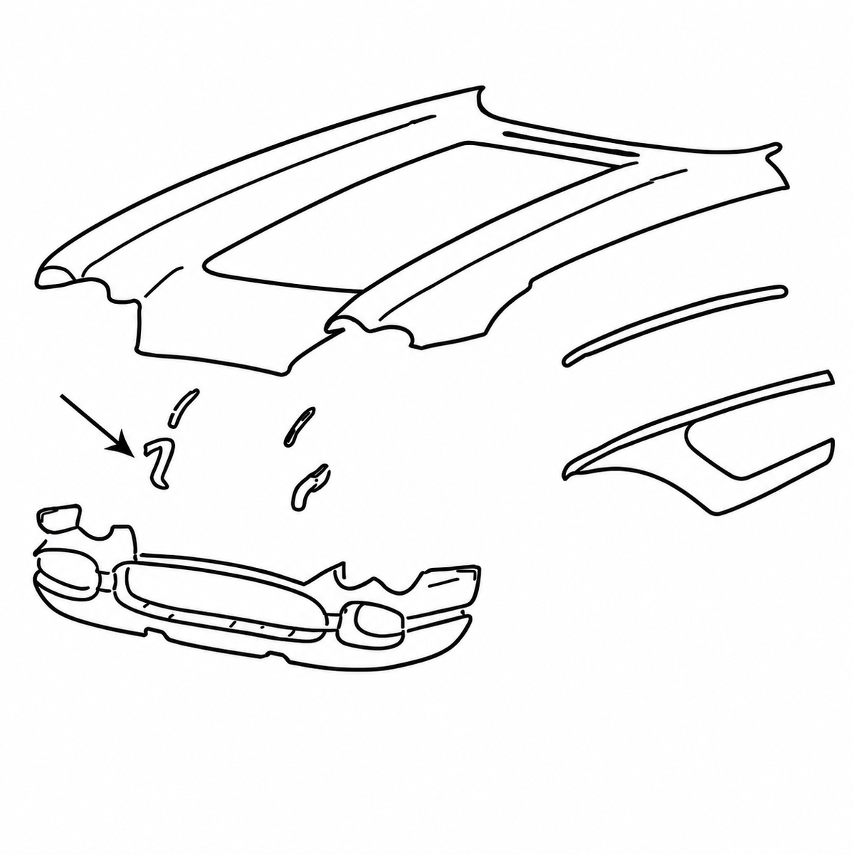 Bonding Strip Front Panel To Surround Inner Press Molded White Right Hand-58-62