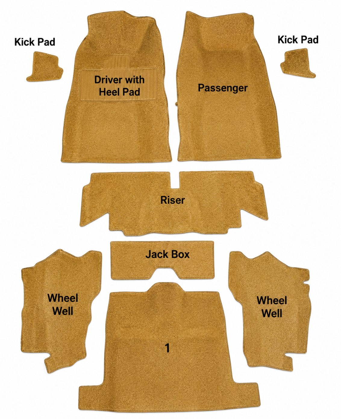 Carpet Set Complete Convertible-80-20 Loop Rayon/Nylon No Pad-65-66