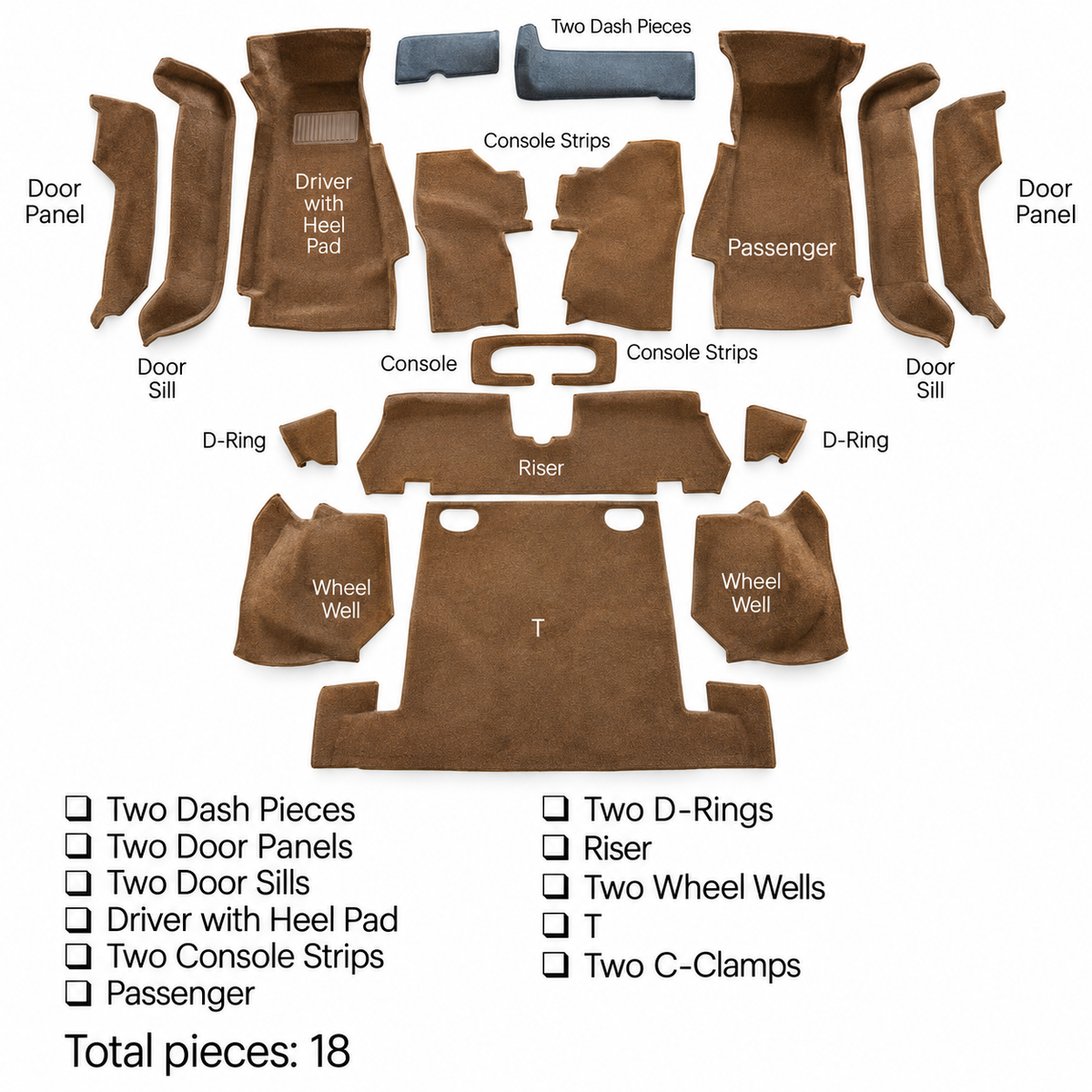 Carpet Set Complete Convertible Cut Pile Poly Back-88-89