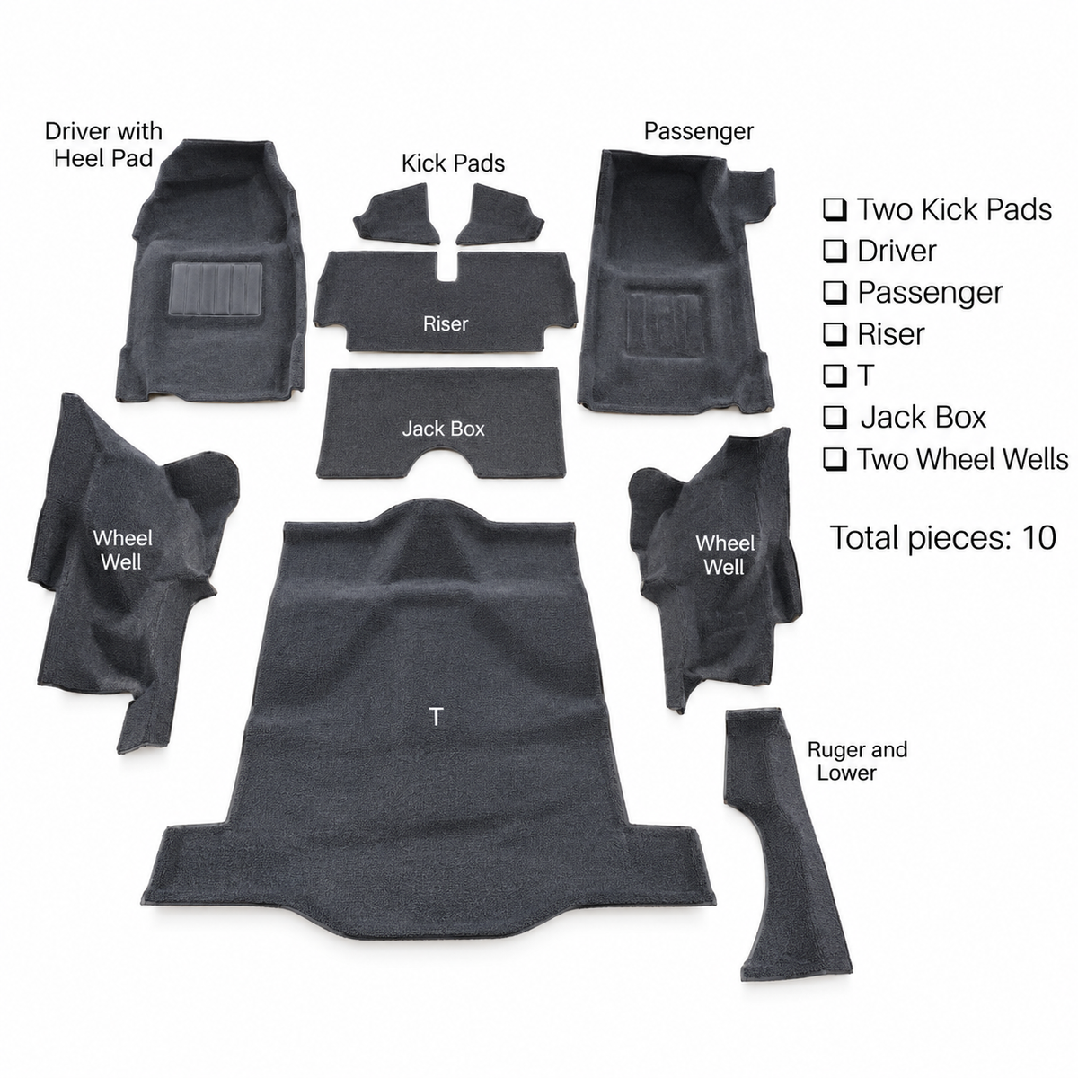 Carpet Set Complete Coupe-80-20 Loop Rayon/Nyvlon No Pad-67