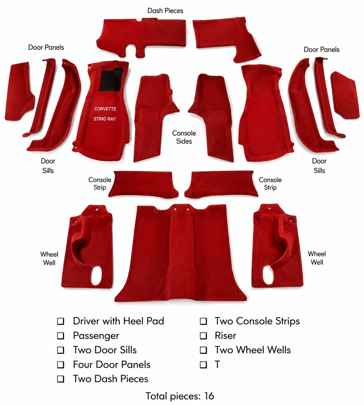Carpet Set Complete Coupe Cut Pile Mass Back-90-91