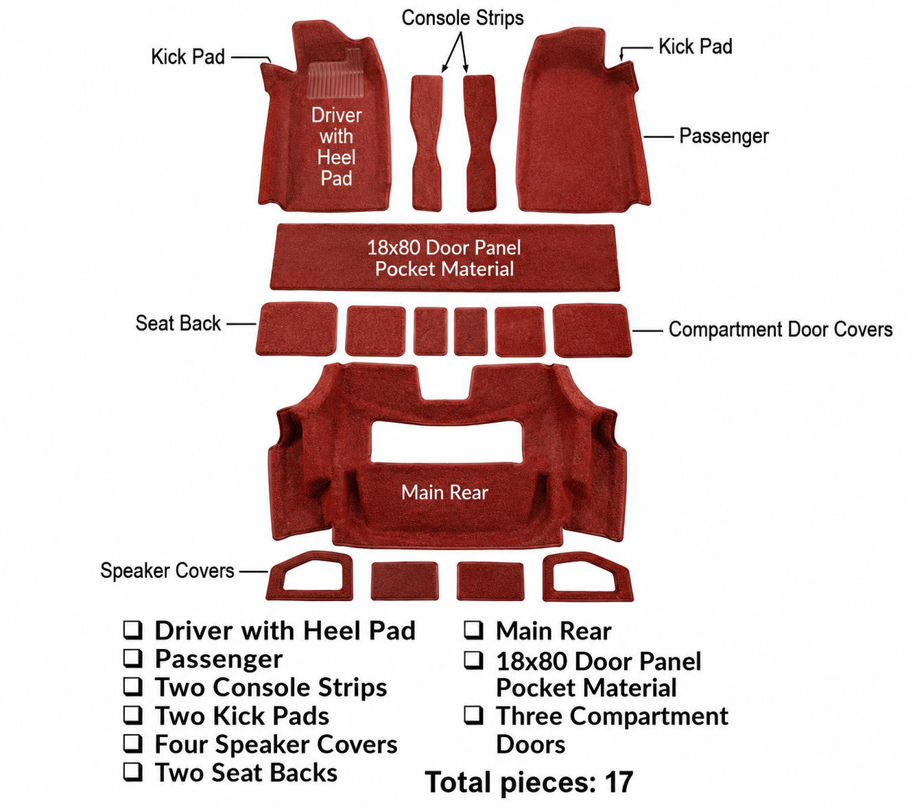 Carpet Set Cut Pile With Padding-3 Door Rear Compartment-78-79