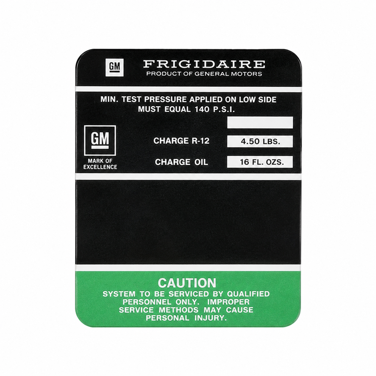 Decal Air Conditioning Compressor Frigidaire-68