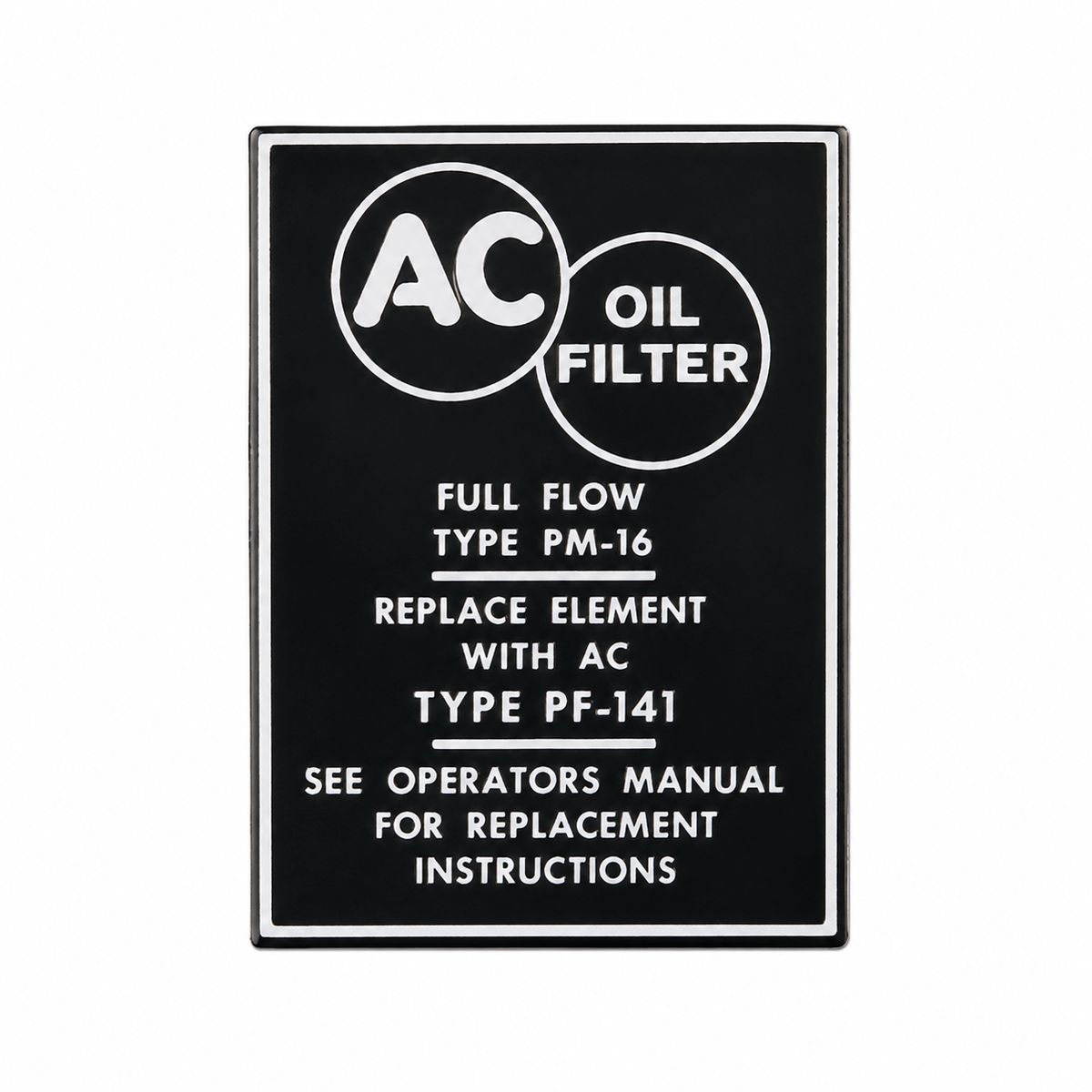 Decal Oil Filter Canister Instructions Pf-141-58-67