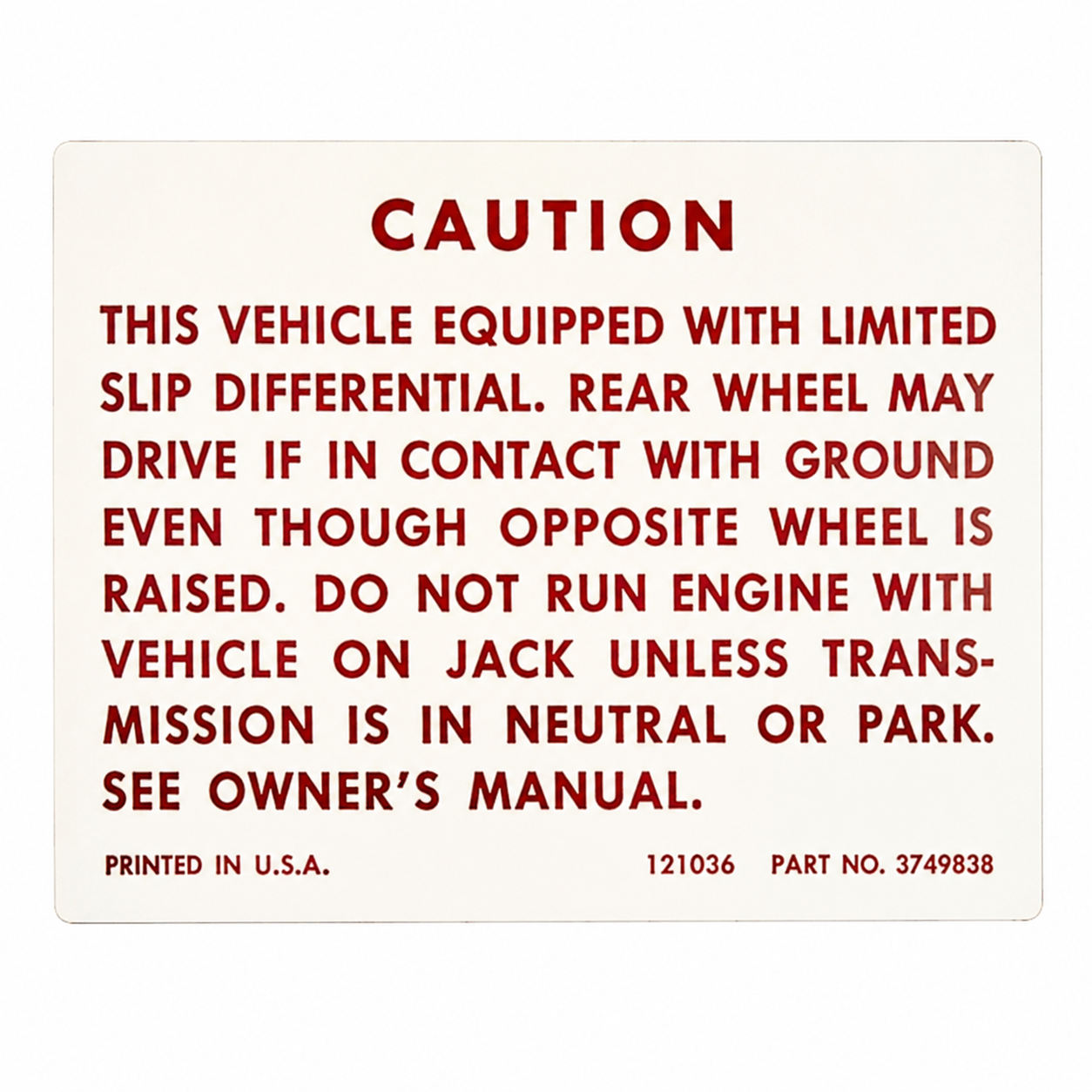 Decal Posi Traction Caution-59-71