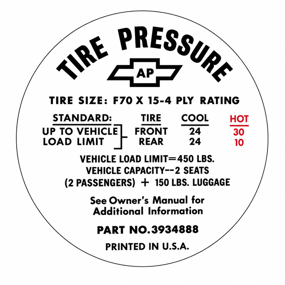 Decal Tire Pressure-68-72