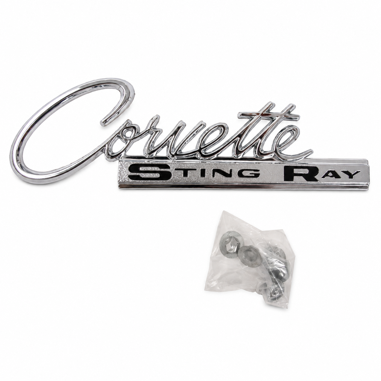 Emblem Rear Deck Corvette Sting Ray With Fasteners Each-63-65