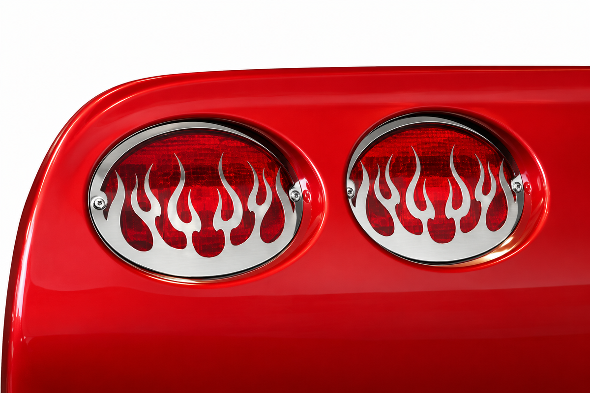 Grille Tailight Polished Stainless Steel Flame Style-4 Pieces-97-04