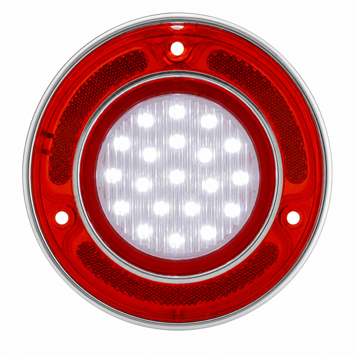 Lens Back Up Light / Lamp Led Red & Clear With Stainless Steel Rim Each-68-73