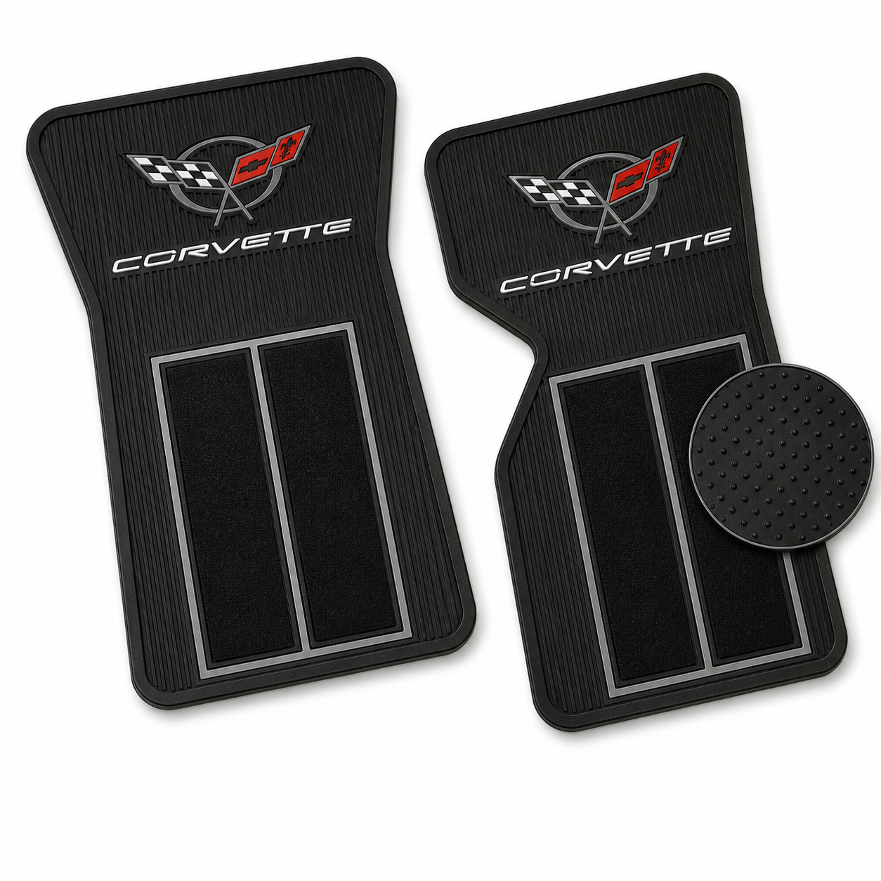 Mat Set Rubber And Carpet With C-5 Logo Black Pair-68-82