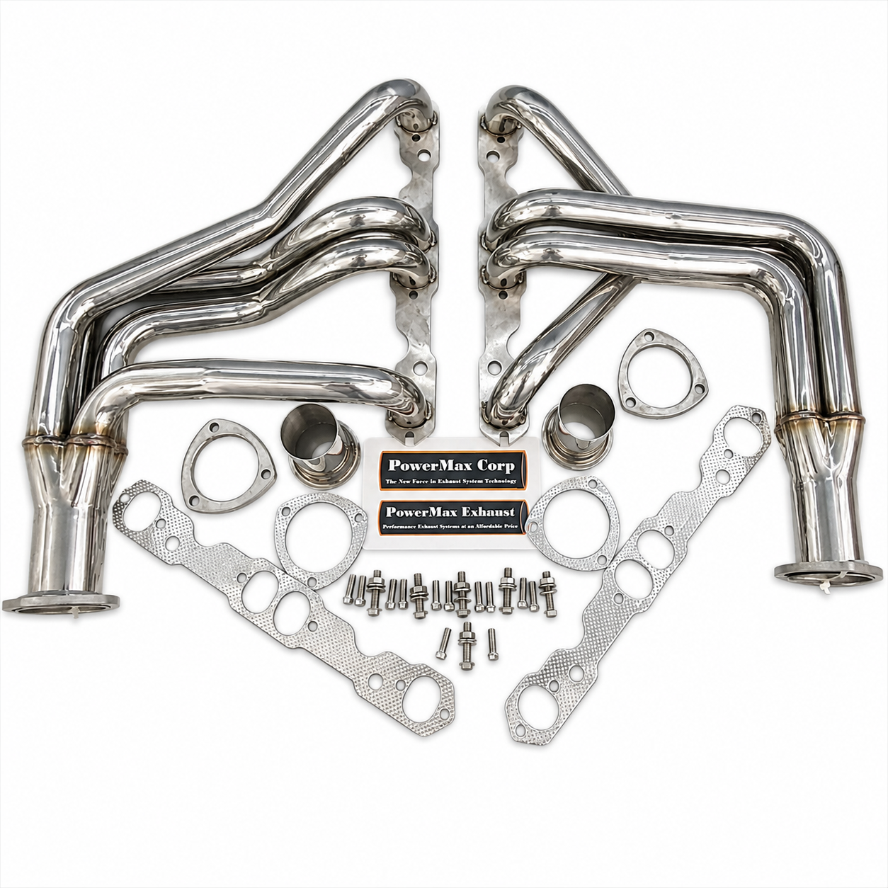 "Powermax" Polished Stainless Steel Header Kit Corvette LHD C2 C3 SBC 327-350-400