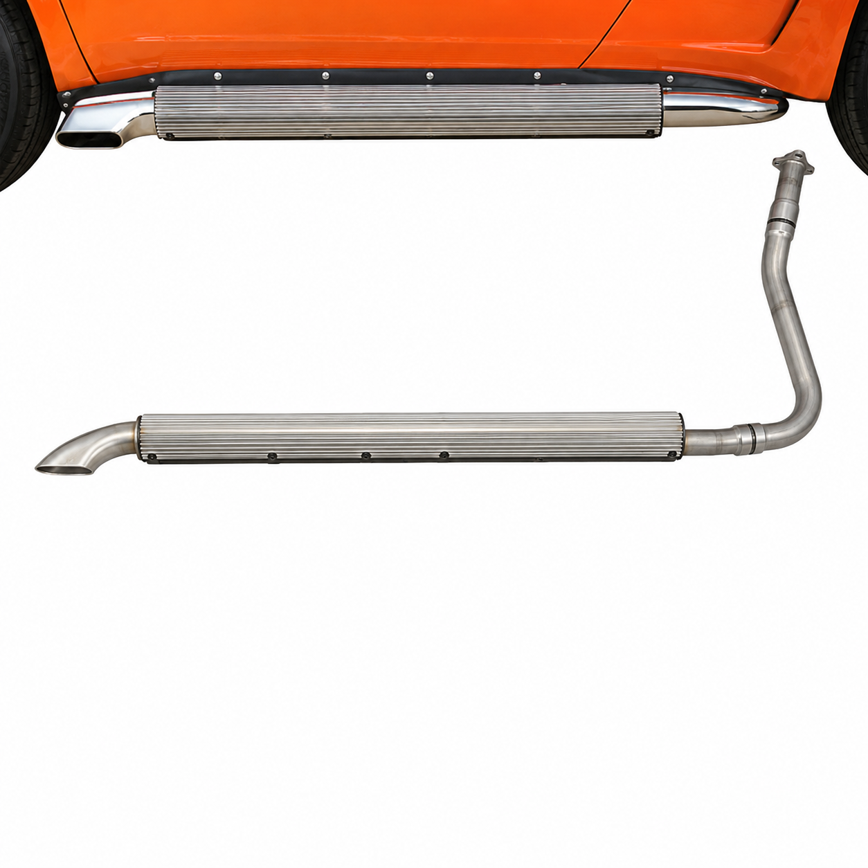 Pipe Set Exhaust Side-304 Stainless Steel Quiet Sound-2 Inch Small Block-327/350-68-74