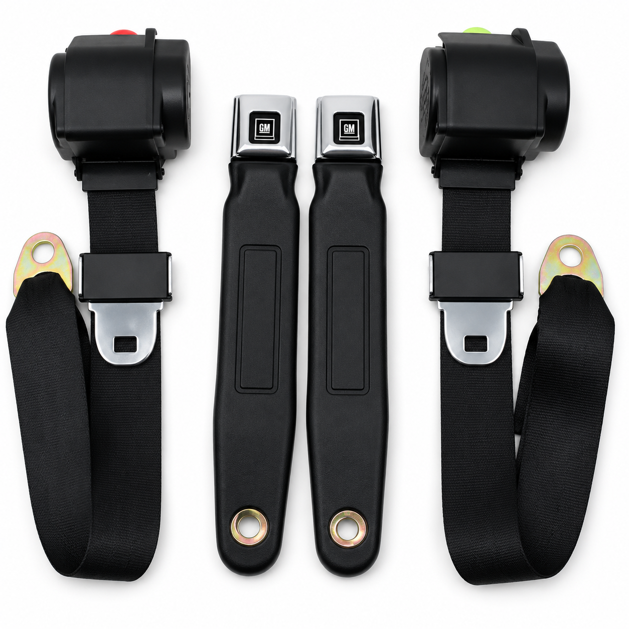 Seat Belt Conversion Assembly-3 Point Single Retractor Starburst Buckle Colors Pair-68-74