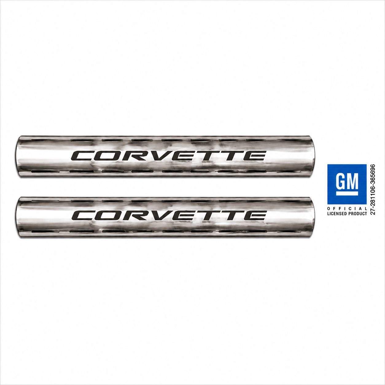 Shield Side Exhaust Polished Stainless Steel With Corvette Logo Pair-63-82