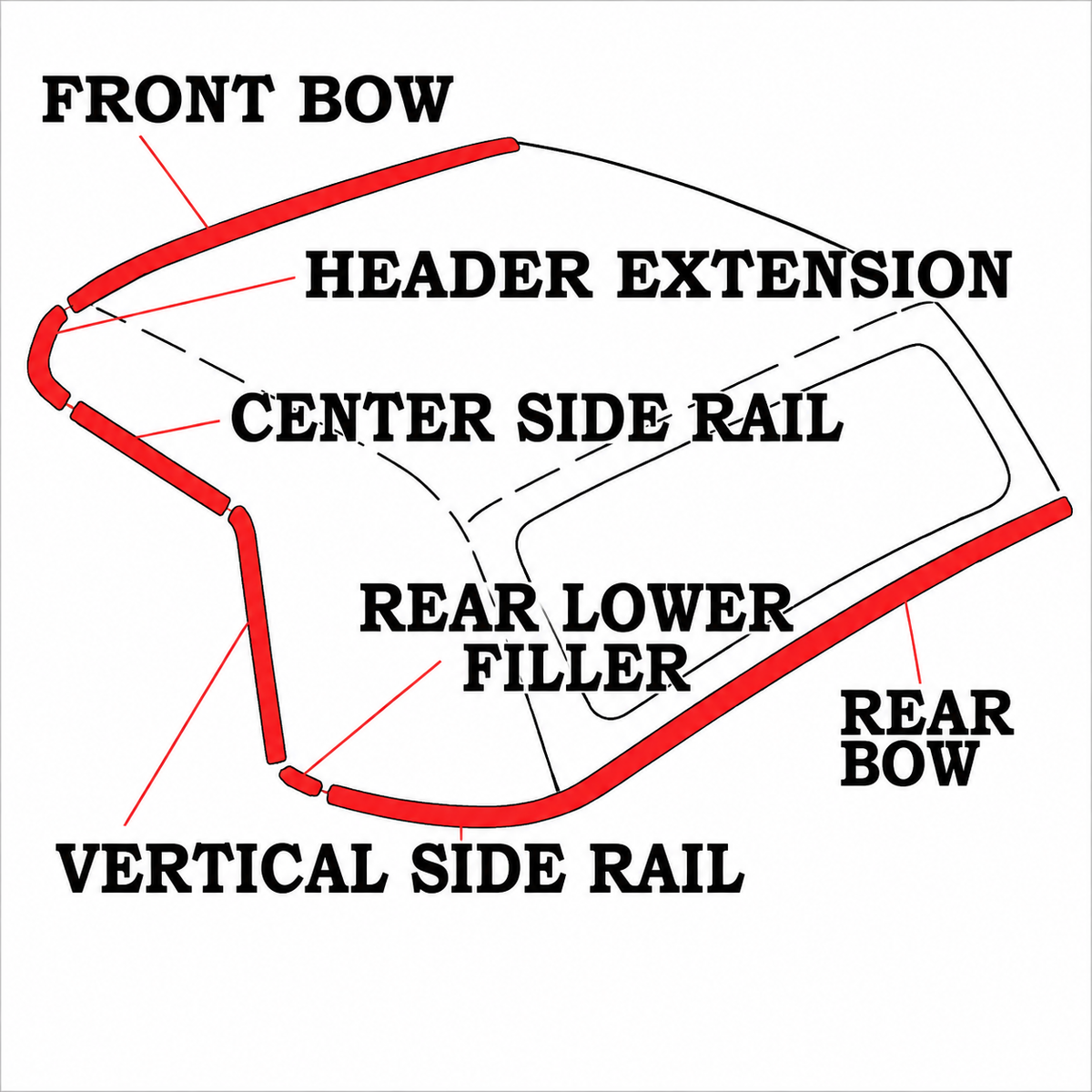 Weatherstrip Kit Convertible Soft Top USA-10 Pieces-63-67