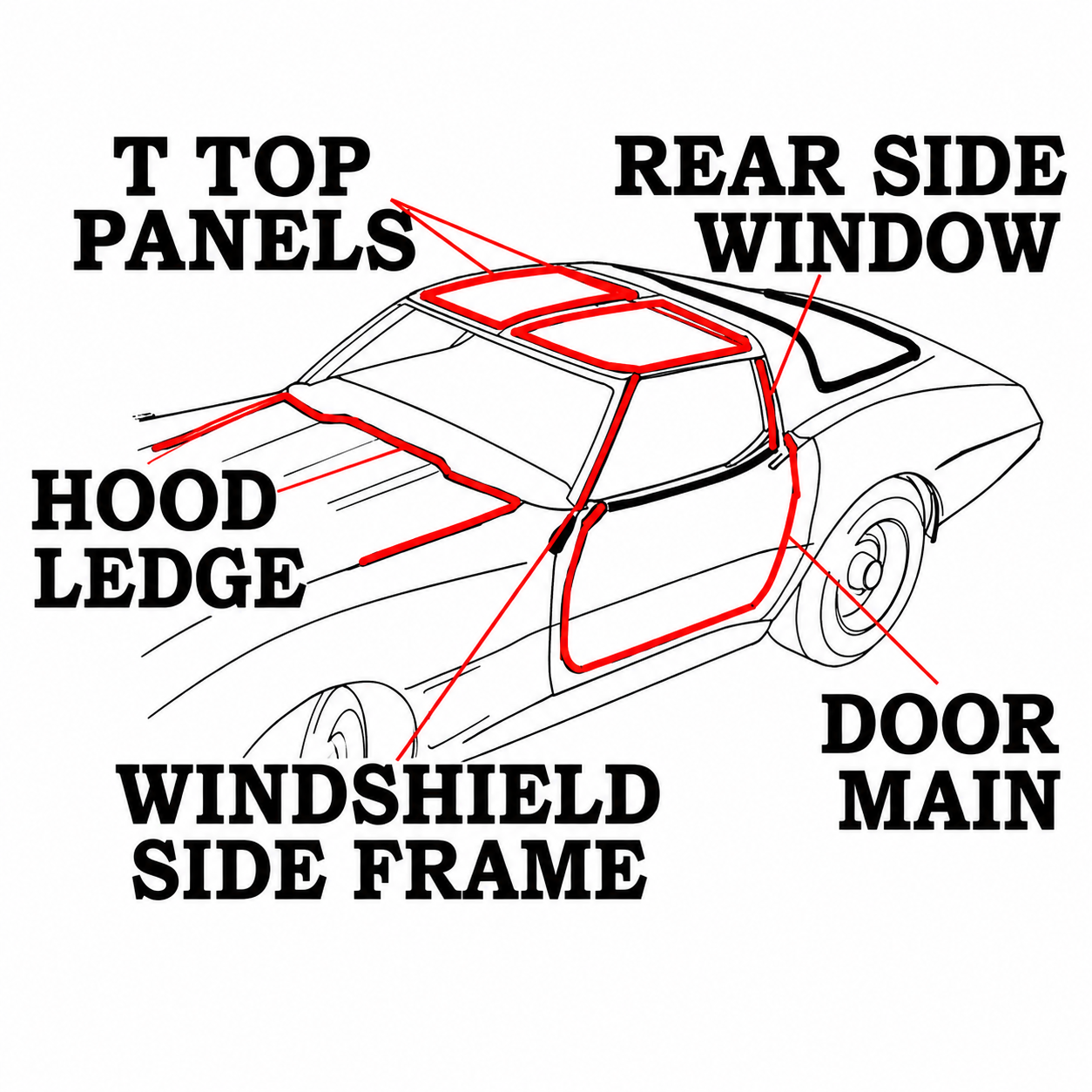 Weatherstrip Kit Coupe Body And T Top Usa-9 Pieces-73-E77