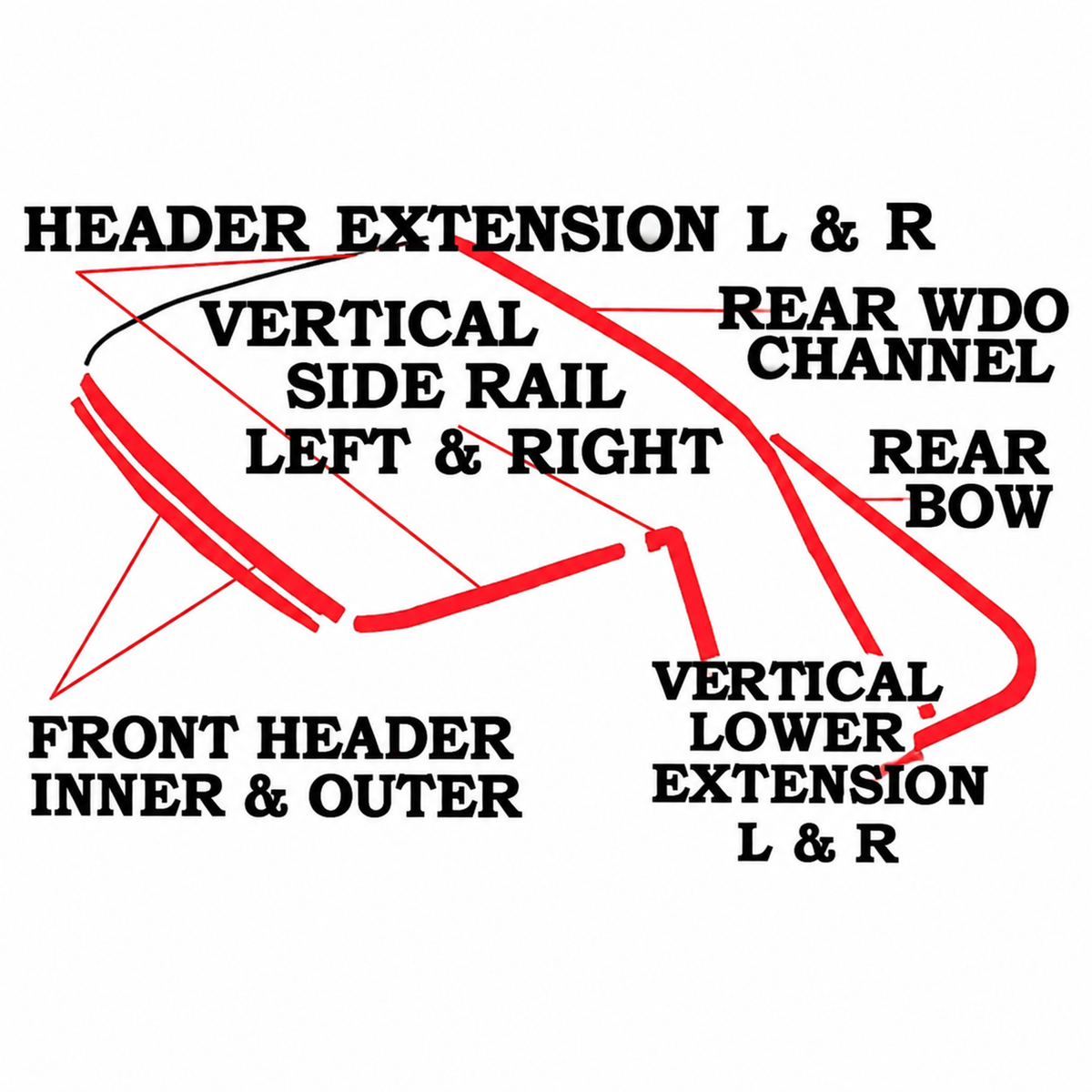 Weatherstrip Kit Hardtop USA-10 Pieces-63-67