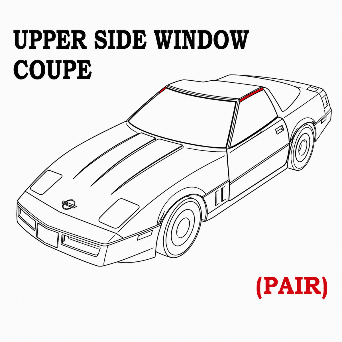 Weatherstrip Set Upper Side Window Coupe USA Pair-84-96