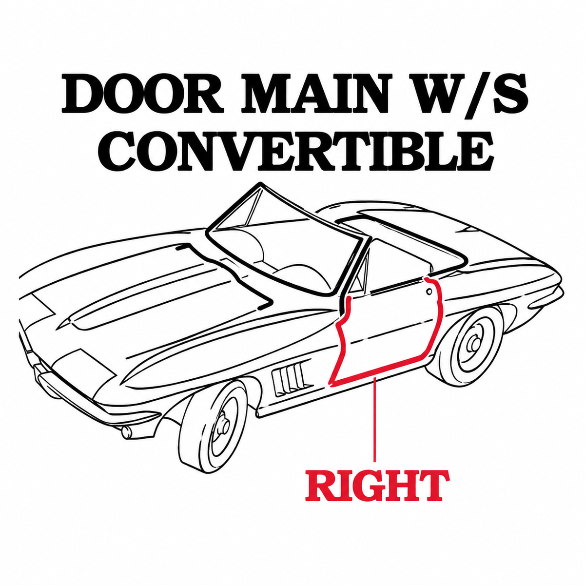 Weatherstrip Door Main Convertible USA Right-63-67