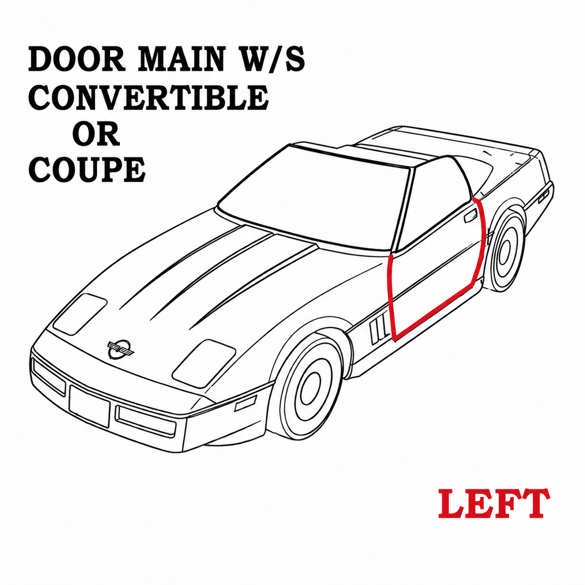 Weatherstrip Door Main Coupe Or Convertible Usa Left-84-89