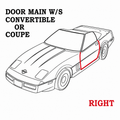 Weatherstrip Door Main Coupe Or Convertible USA Right-84-89