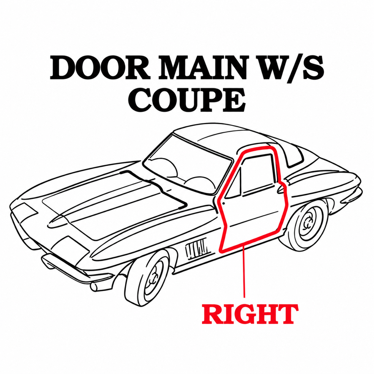 Weatherstrip Door Main Coupe USA Right-63-67