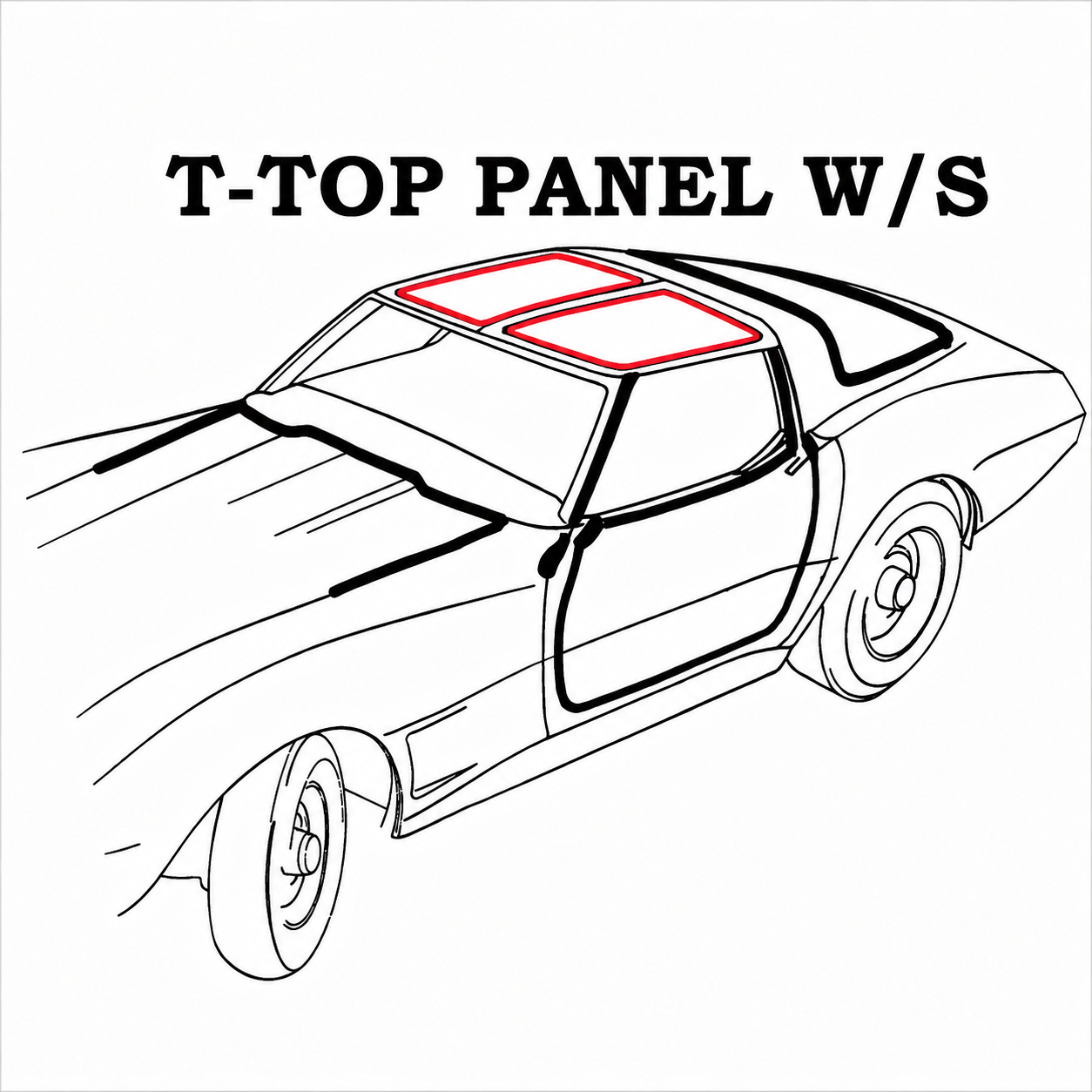 Weatherstrip T Top Panel With Fasteners Usa Pair-77L-82