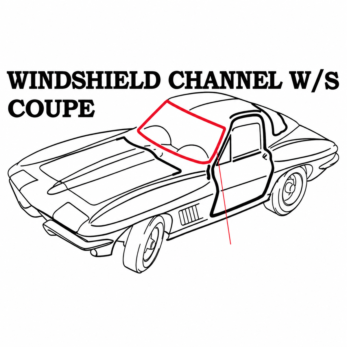 Weatherstrip Windshield Channel Coupe USA-63-67