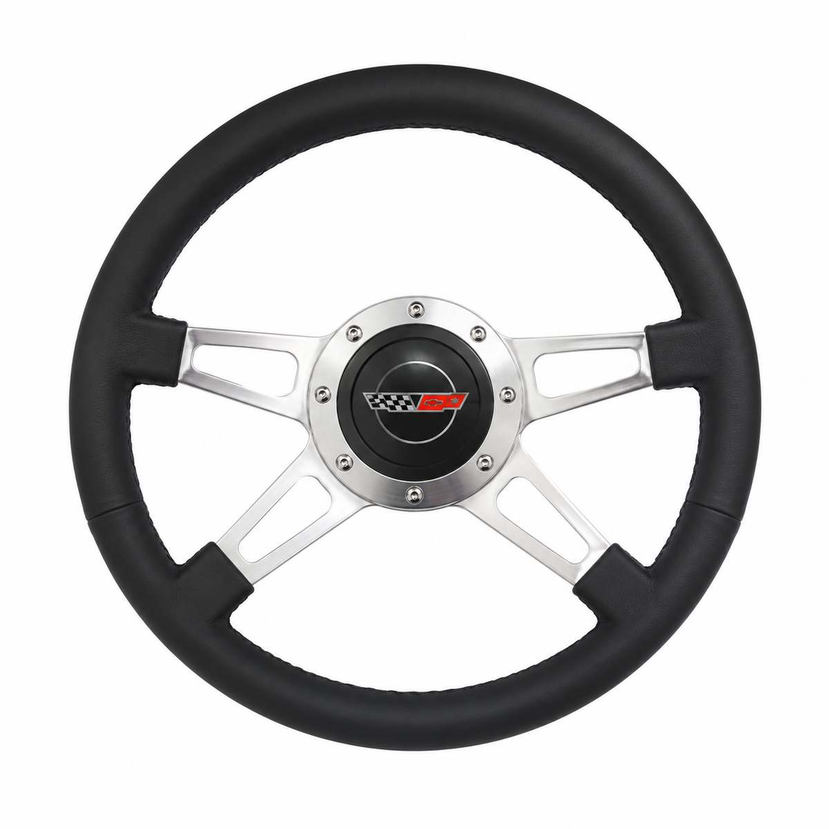 Wheel Steering Black Leather-4 Spoke-84-89