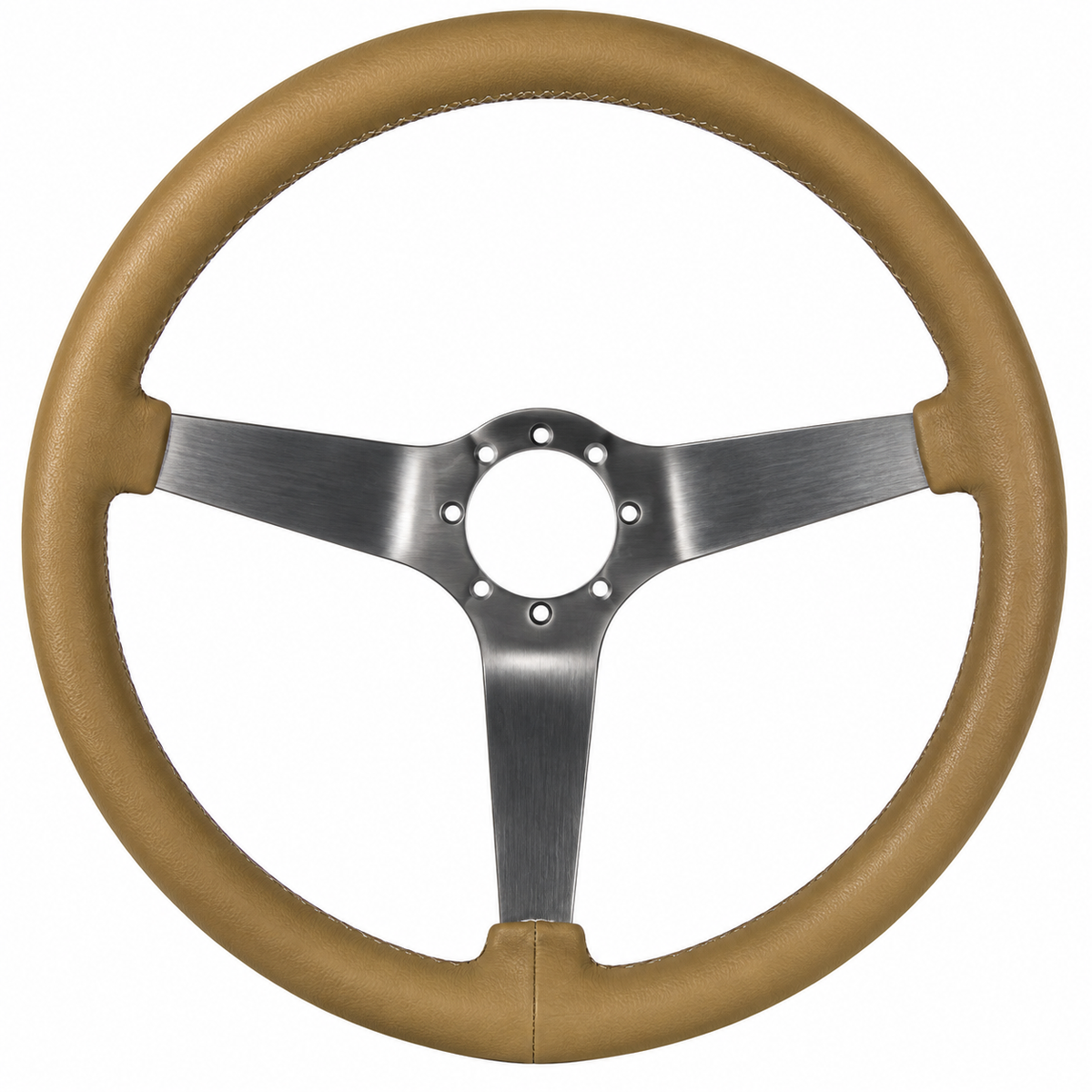 Wheel Steering Leather With Brushed Stainless Steel Spokes-77-79