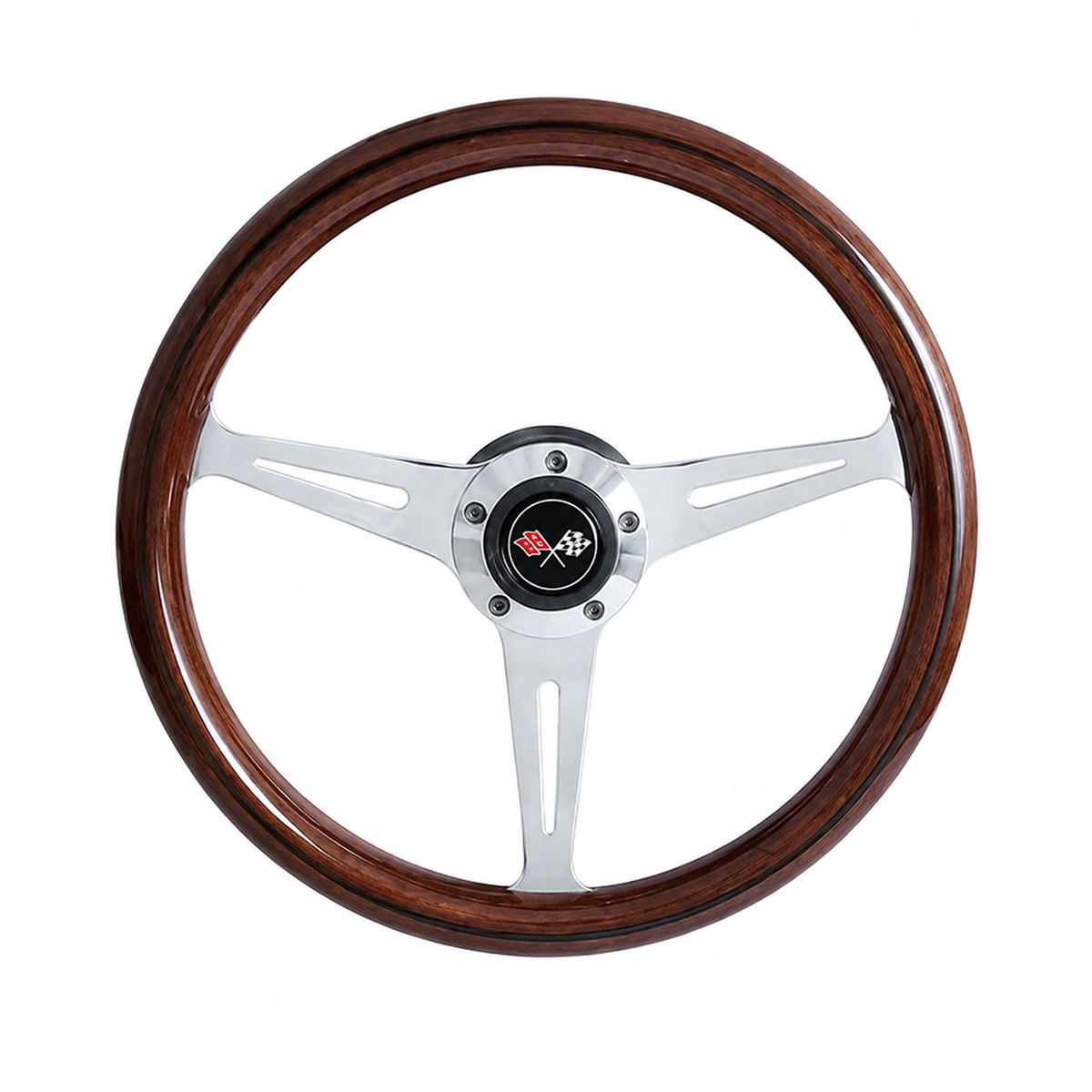 Wheel Steering Mahogany-14" With Chrome Plated Spokes-67-82