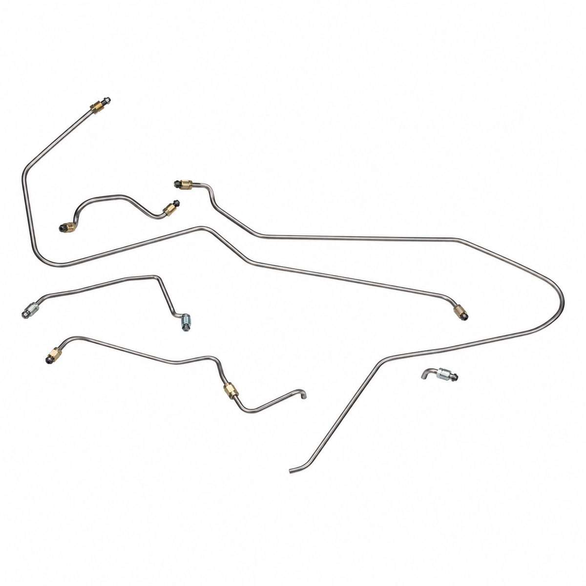 Brake Line Set-Steel Tubing-Power Drum Brakes-63-64