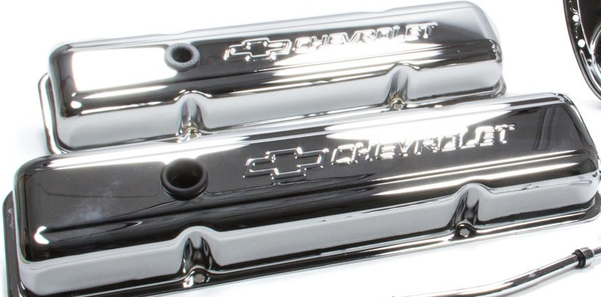 Chrome Valve Cover Sb Short "Chevrolet"