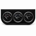 Water Temp-Oil Pressure-Volt Triple Guage Kit Black/Chrome Bezel Black/White Face with Temp Senso