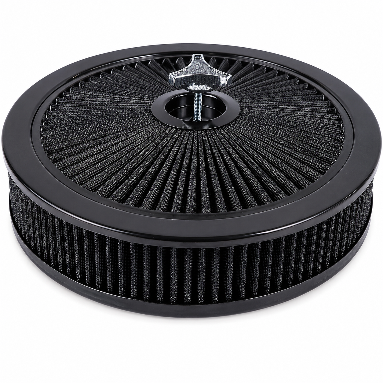 Air Cleaner & Filter Super Flow Through - Washable - 14'x3" Dia to fit 5-1/8th Carb Neck - Black