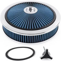 Air Cleaner & Filter Super Flow Through - Washable - 14'x3" Dia to fit 5-1/8th Carb Neck - Blue