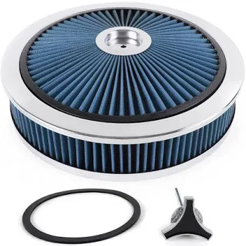 Air Cleaner & Filter Super Flow Through - Washable - 14'x3" Dia to fit 5-1/8th Carb Neck - Blue