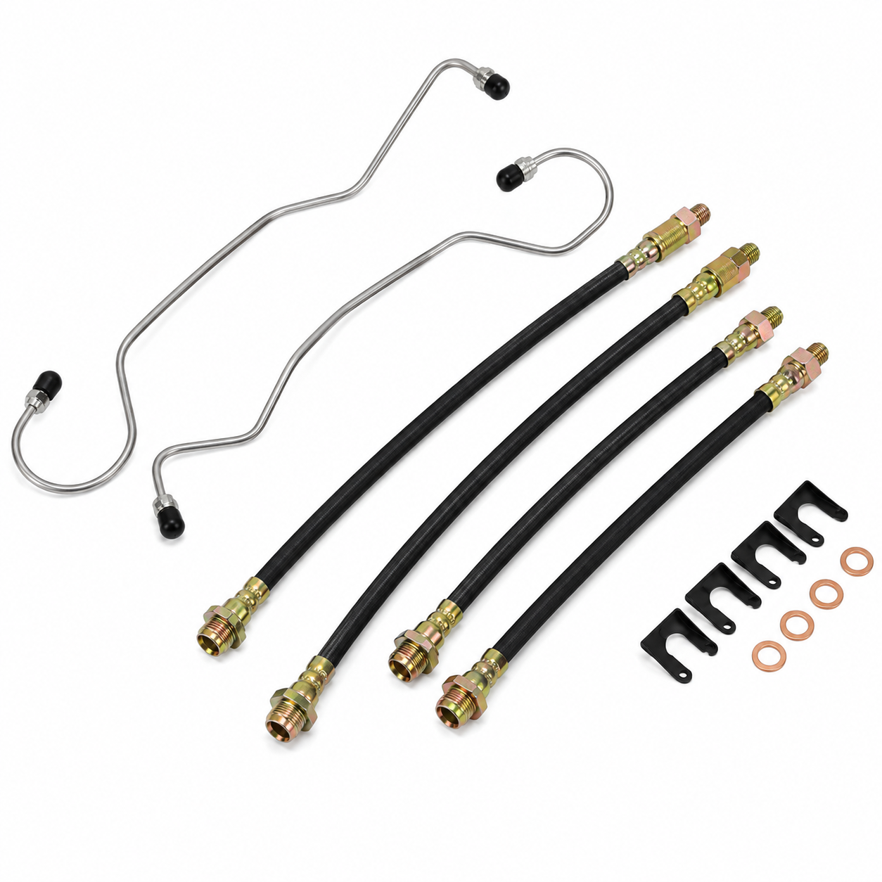 Brake Line Kit - Full Kit C2 C3 65-82 - Rubber Hose & Lines Set - OEM Replacement