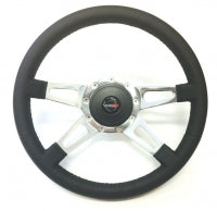 Wheel Steering Black Leather-4 Spoke-84-89