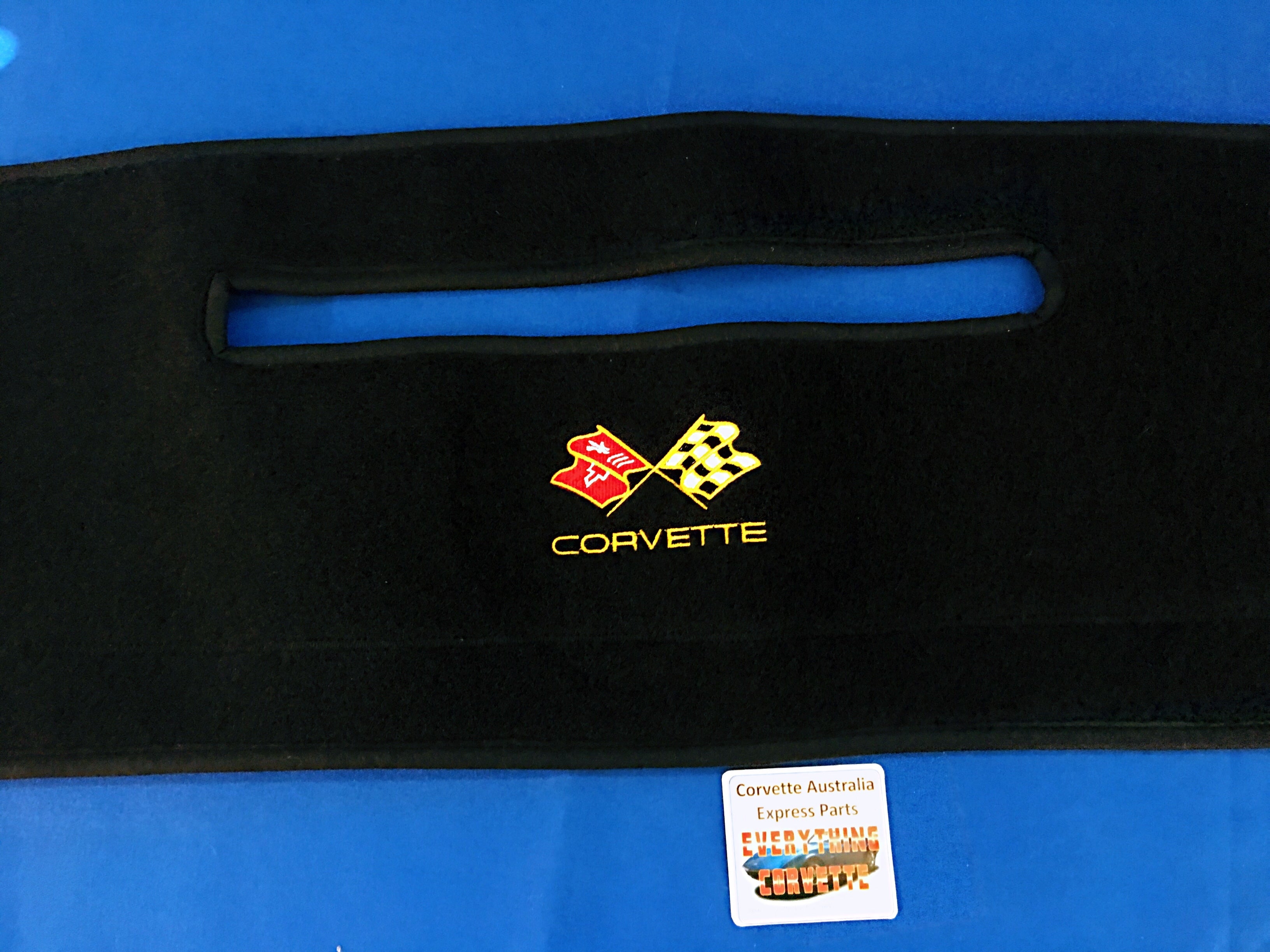Dash Cover Mat Dashboard Pad With Corvette Logo 78-82 / Black