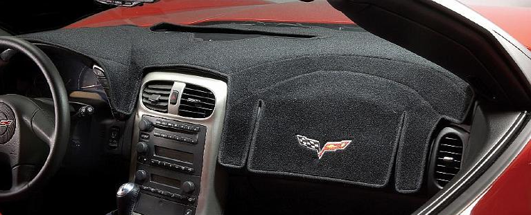 Dash Cover Mat Dashboard Pad With Corvette Logo 08-13 / Black