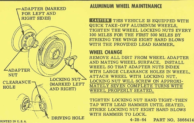 Instructions Aluminum Knock Off Wheels For Glove Box Owners Manual-64-66