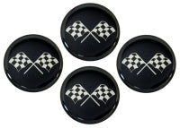 Emblem Set Wheel Cross Flag Black-2-Set Of 4