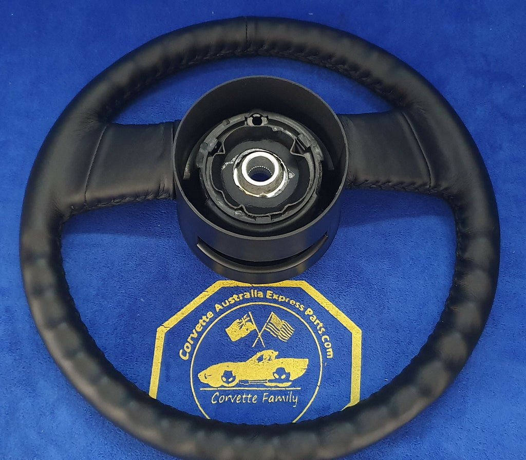 Wheel Steering Black Leather-84-89
