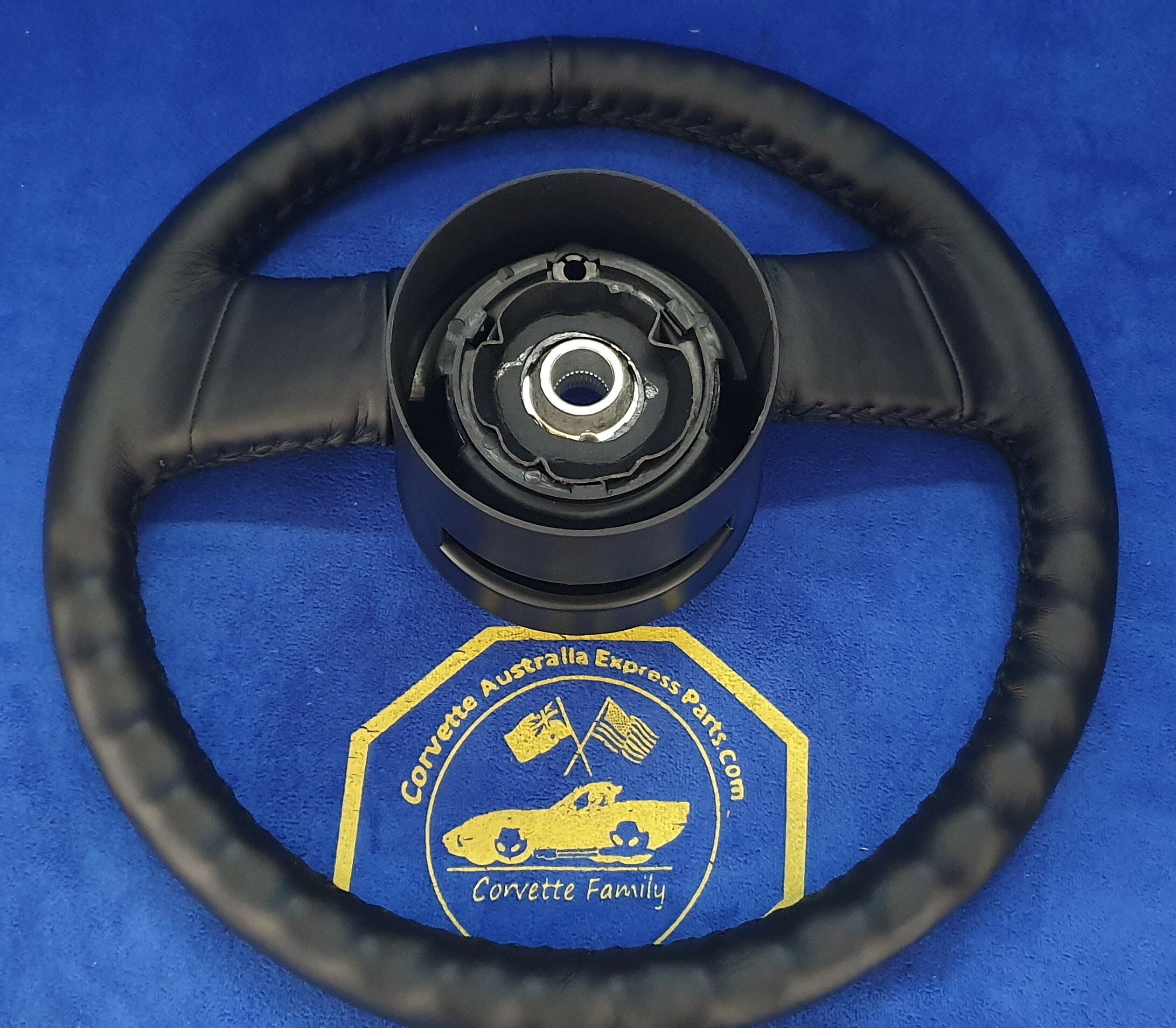 Wheel Steering Black Leather-84-89