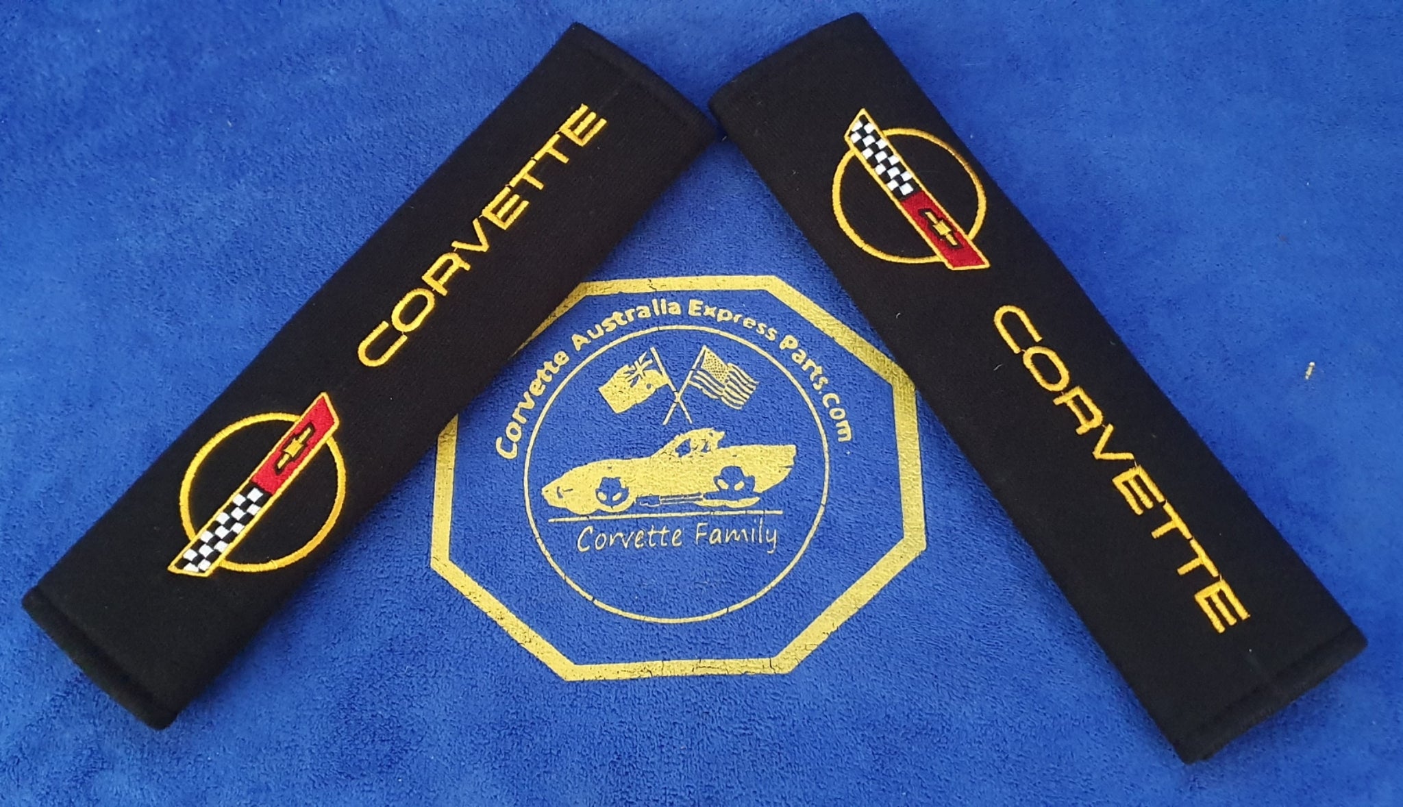 2Pcs/Set Universal Cotton Seat Belt Shoulder Pads Covers Emblems For Corvette C4