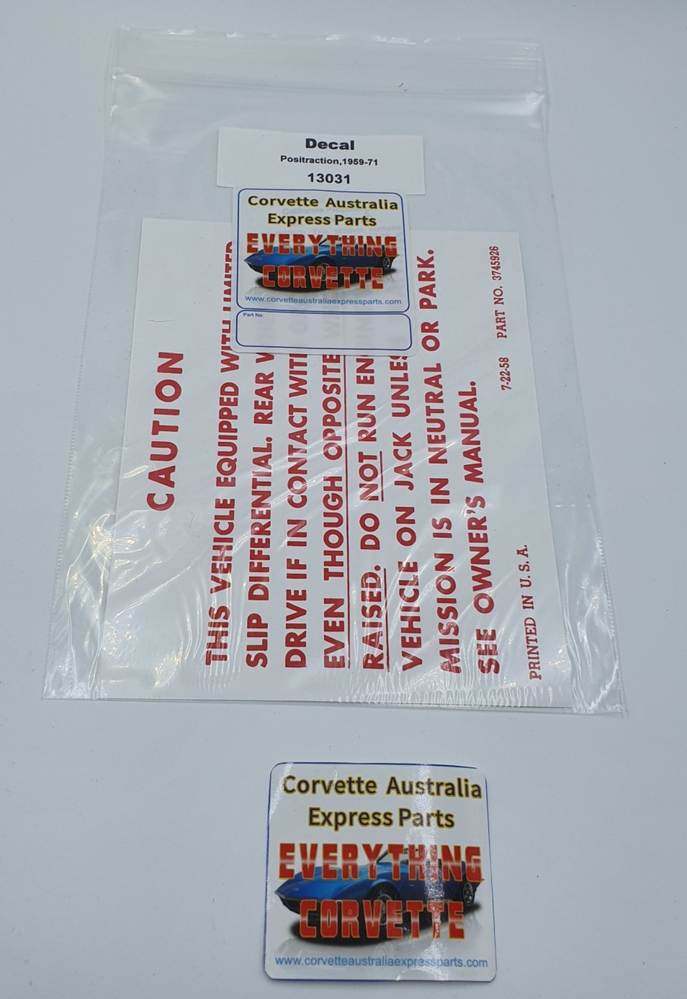 Decal Posi Traction Caution-59-71