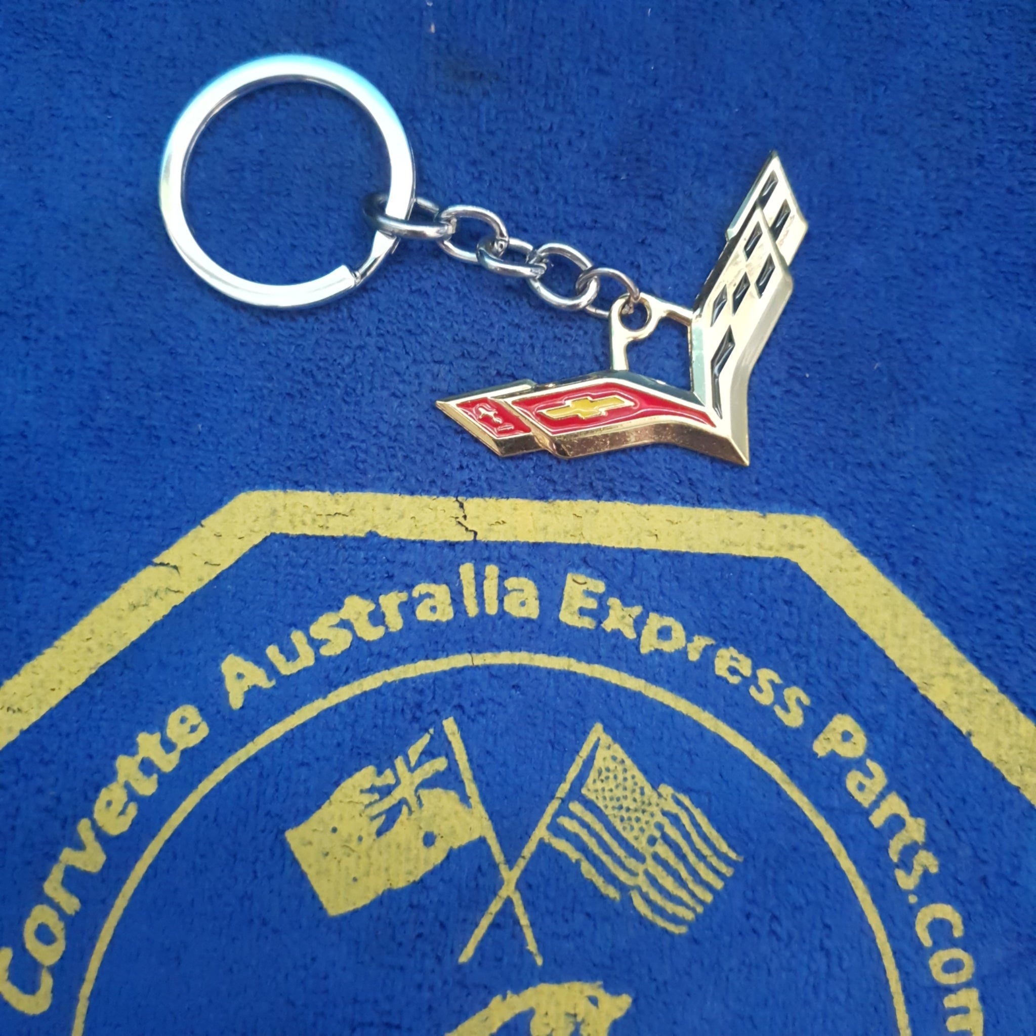 Corvette Emblem Alloy Metal Car Keychain Decorative Key Ring For Corvette