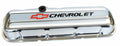 Bb Valve Covers, Stamped, Chevrolet And Bowtie Emblem, Short, With Baffle, Chrome, Pair